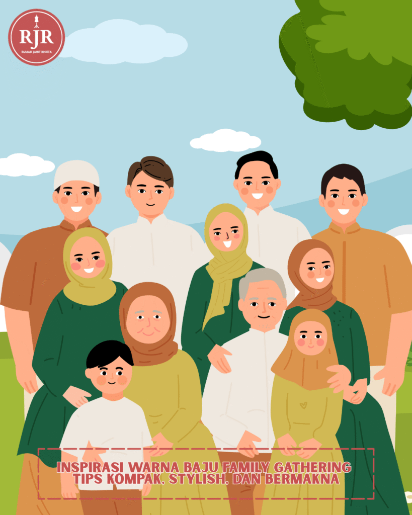 Ilustrasi Artikel Inspirasi Warna Baju Family Gathering Tips Kompak, Stylish, dan Bermakna | Rumah Jahit Rhieta