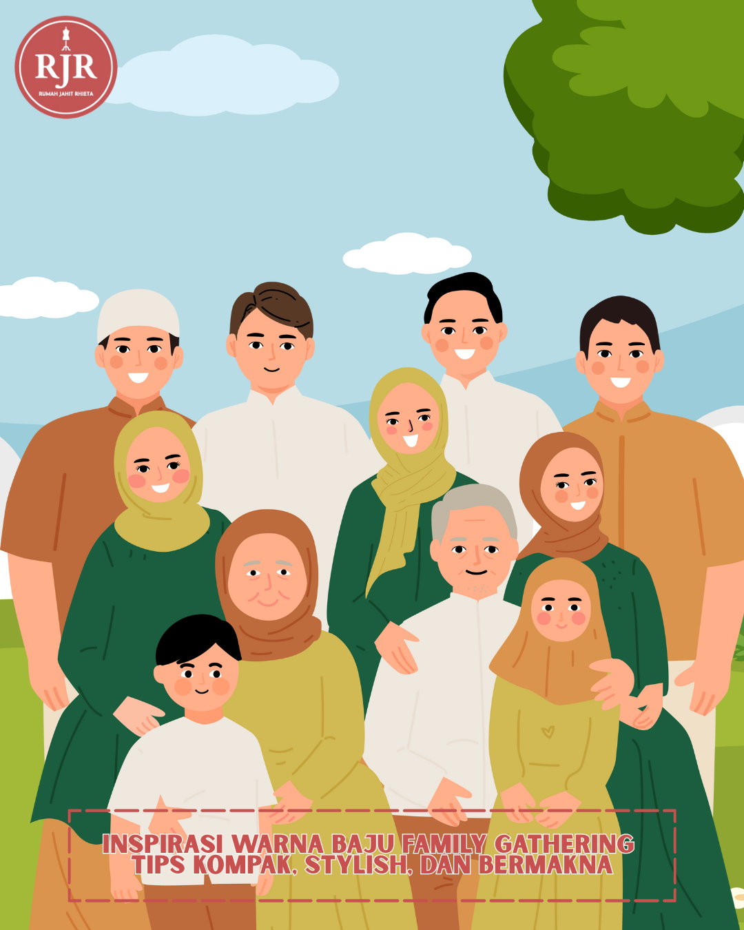 Ilustrasi Artikel Inspirasi Warna Baju Family Gathering Tips Kompak, Stylish, dan Bermakna | Rumah Jahit Rhieta