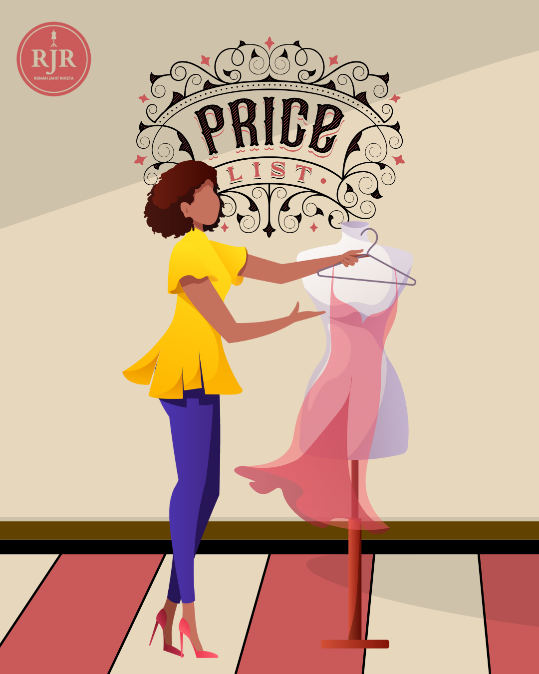 Harga Jahit Bandung dan Rumah Jahit Rhieta meliputi Harga Jahit Kebaya, Dress, Jas, Gaun, Baju Pengantin dan lain lain