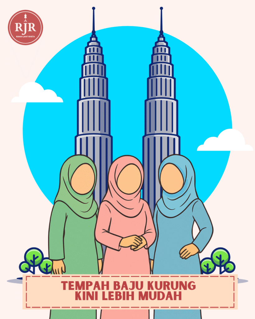 Ilustrasi Perempuan dengan Baju Kurung | Hendak Tempah Baju Kurung? Di Rumah Jahit Rhieta saja