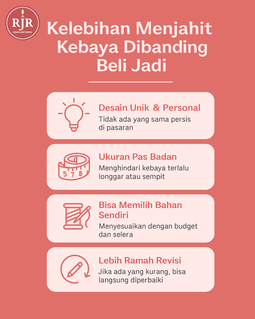 Ilustrasi Kelebihan Menjahit Kebaya di Penjahit dibanding Beli Jadi