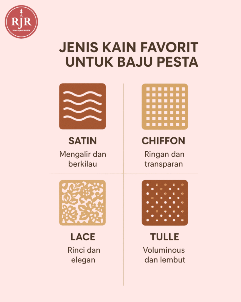 Jenis Kain Favorit untuk Baju Pesta | Rumah Jahit Rhieta