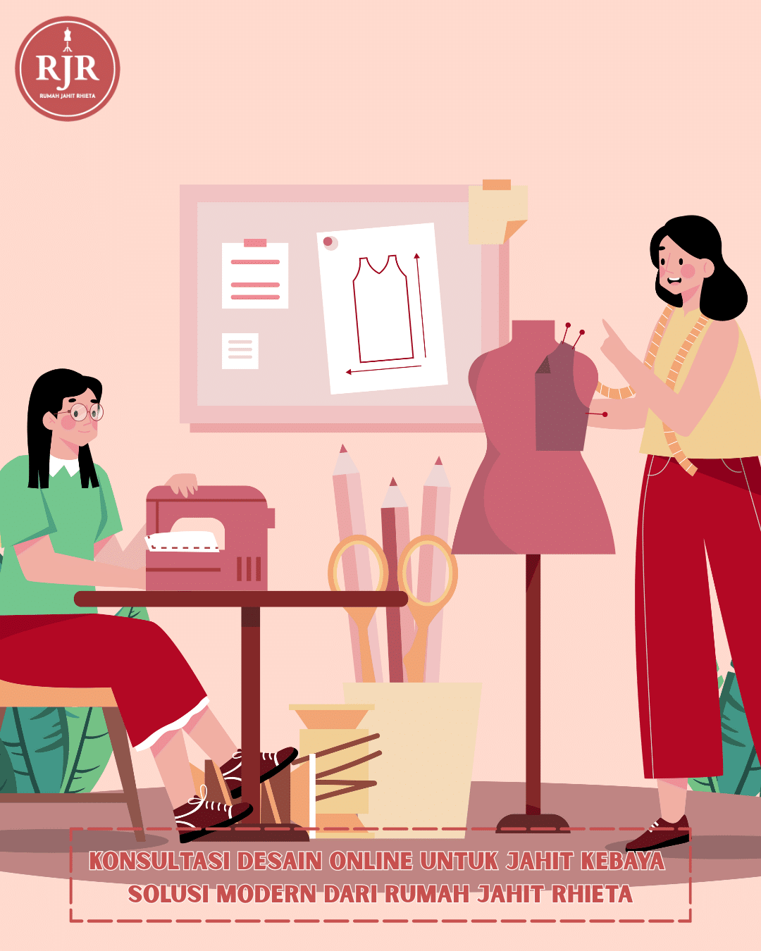 Ilustrasi Artikel Konsultasi Desain Online untuk Jahit Kebaya Solusi Modern dari Rumah Jahit Rhieta