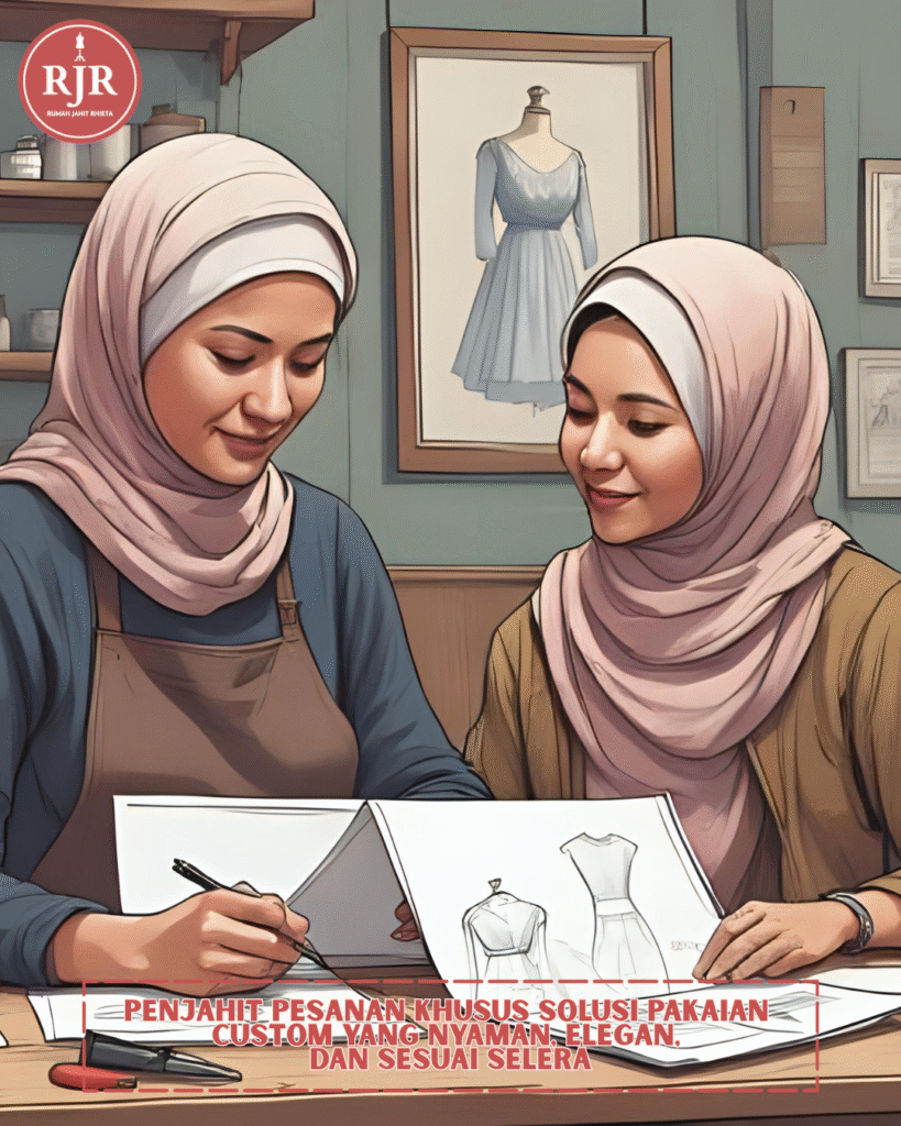 Ilustrasi Artikel Penjahit Pesanan Khusus Solusi Pakaian Custom yang Nyaman, Elegan, dan Sesuai Selera | Rumah Jahit Rhieta