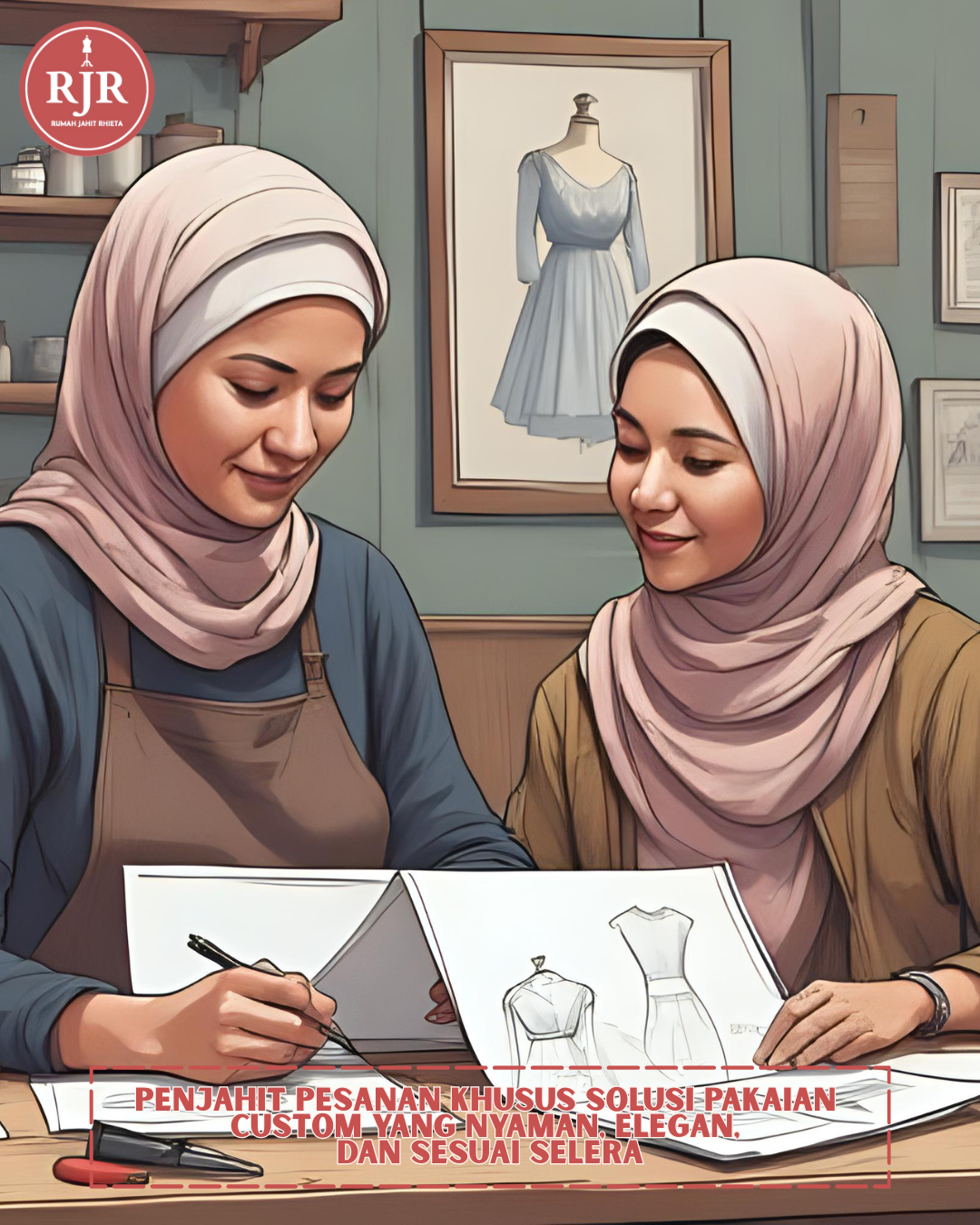 Ilustrasi Artikel Penjahit Pesanan Khusus Solusi Pakaian Custom yang Nyaman, Elegan, dan Sesuai Selera | Rumah Jahit Rhieta