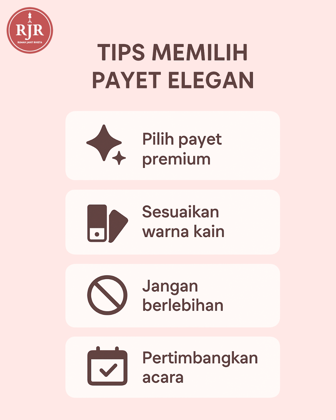 Tips Memilih Payet Elegan | Rumah Jahit Rhieta