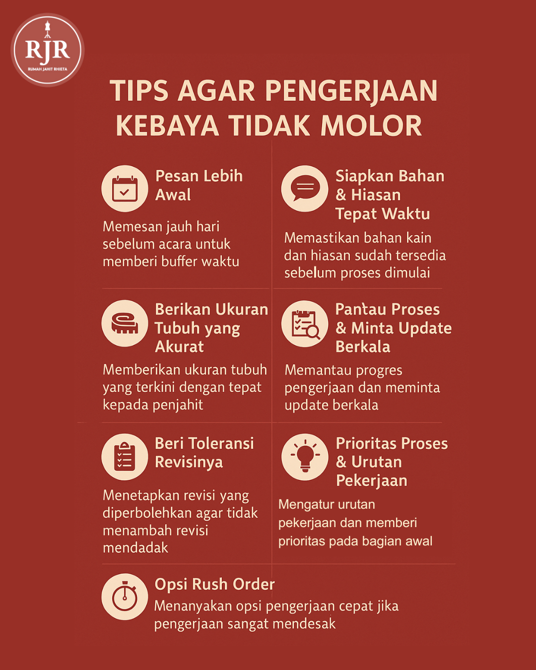 Tips Pengerjaan Kebaya Tidak Molor