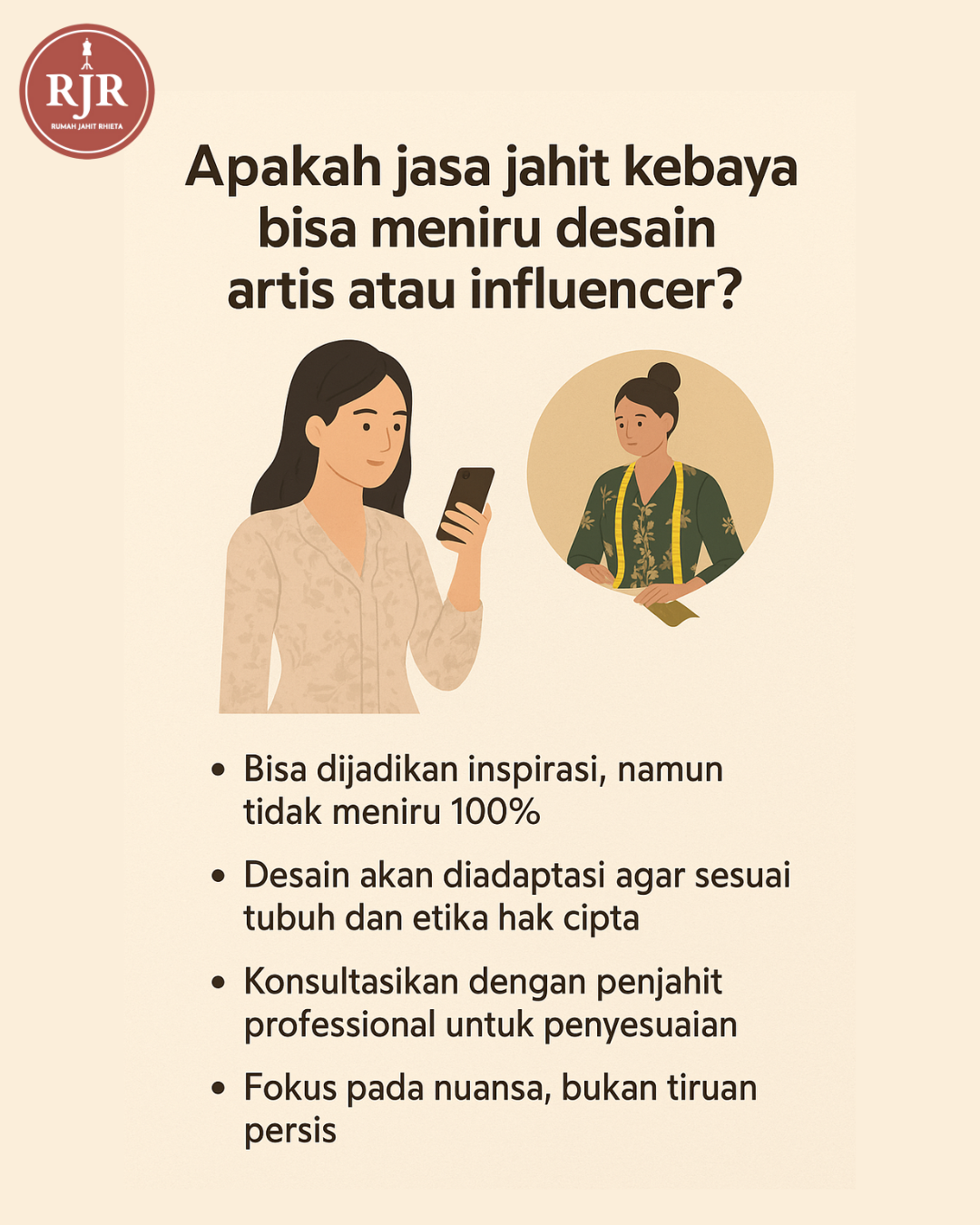 Apakah jasa jahit kebaya bisa meniru desain artis atau influencer
