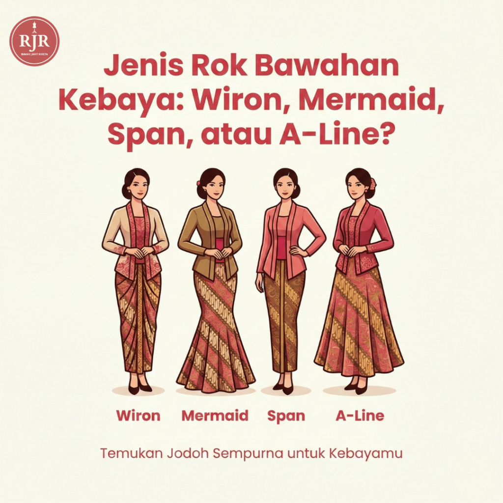 Jenis Rok Bawahan Kebaya : Wiron, Mermaid, Span atau A-Line | Rumah Jahit Rhieta