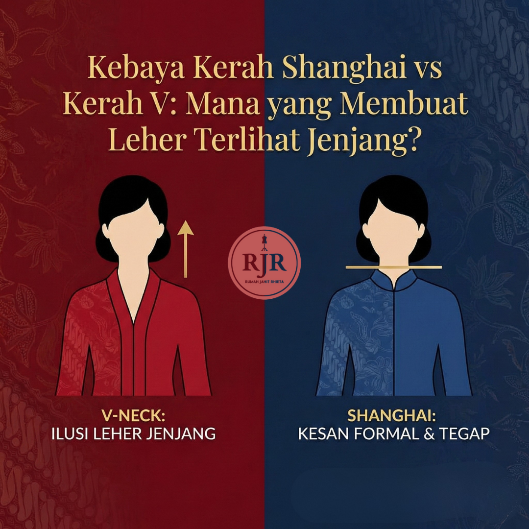 Perbedaan Kebaya Kerah V dan Kebaya Kerah Shanghai