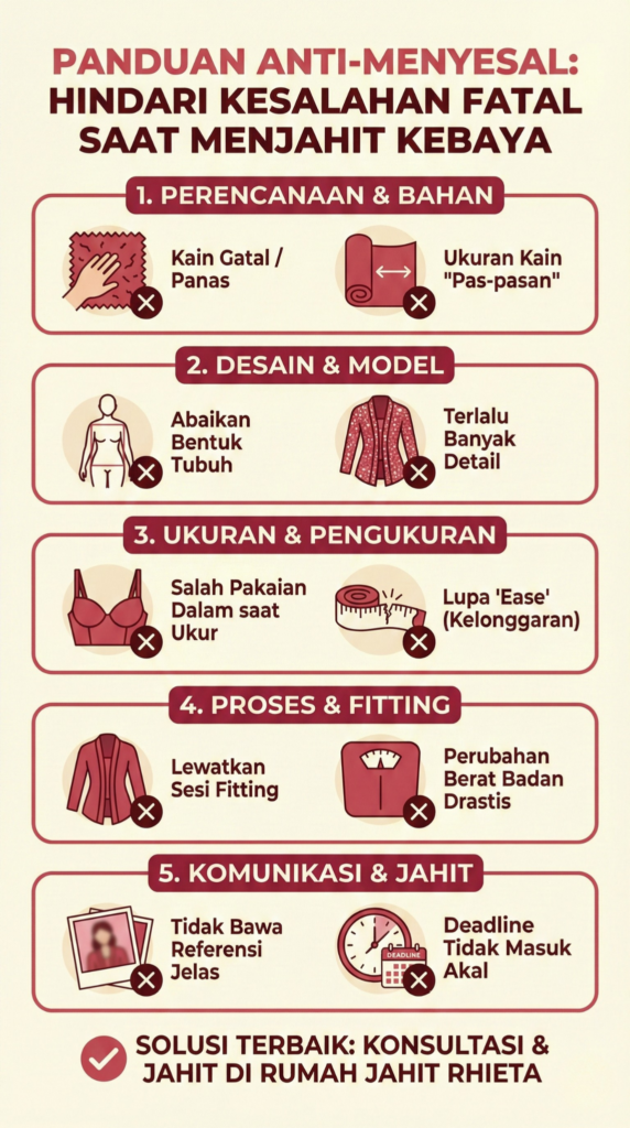 Infografis Hindari Kesalahan Fatal saat Menjahit Kebaya | Rumah Jahit Rhieta