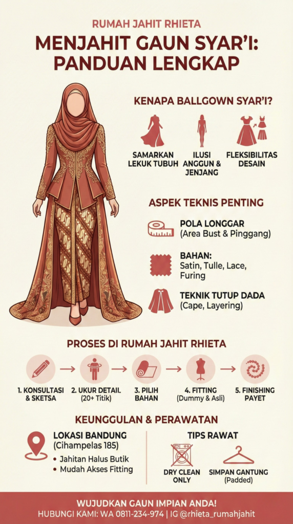 Infografis Model Ballgown Syar'i | Rumah Jahit Rhieta